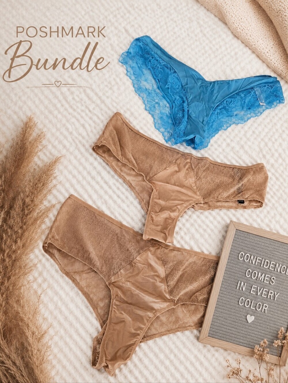 Victoria's Secret Lace Bikini Trio - Blue and Nude
